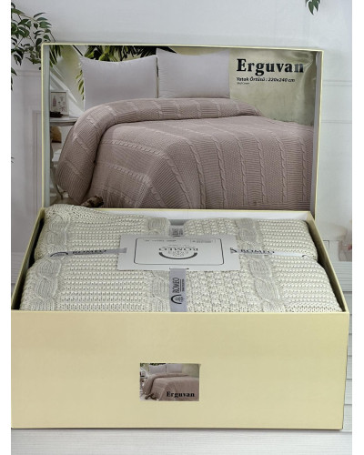 Erguvan bej в'язаний акріловий плед. Romeo Home Туреччина.