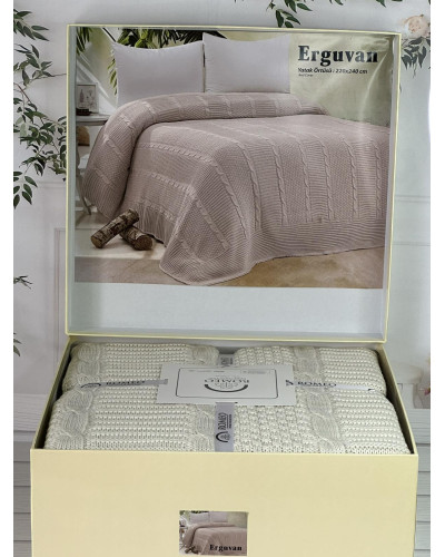 Erguvan bej в'язаний акріловий плед. Romeo Home Туреччина.