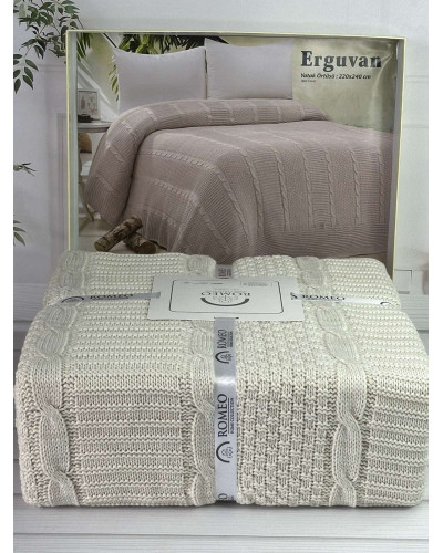 Erguvan bej в'язаний акріловий плед. Romeo Home Туреччина.