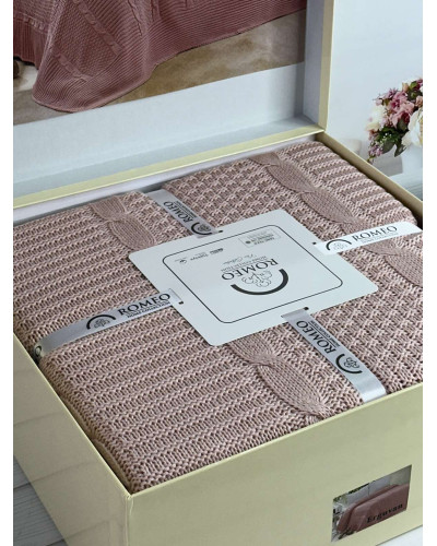 Erguvan persik в'язаний акріловий плед. Romeo Home Туреччина.