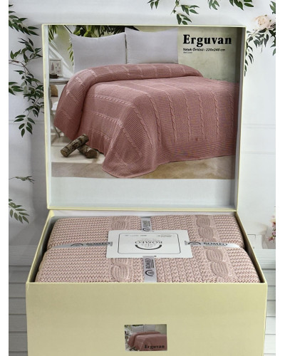 Erguvan persik в'язаний акріловий плед. Romeo Home Туреччина.