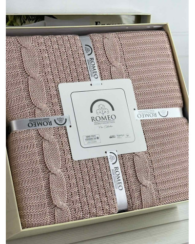 Erguvan persik в'язаний акріловий плед. Romeo Home Туреччина.