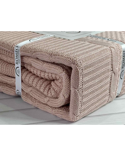 Erguvan persik в'язаний акріловий плед. Romeo Home Туреччина.