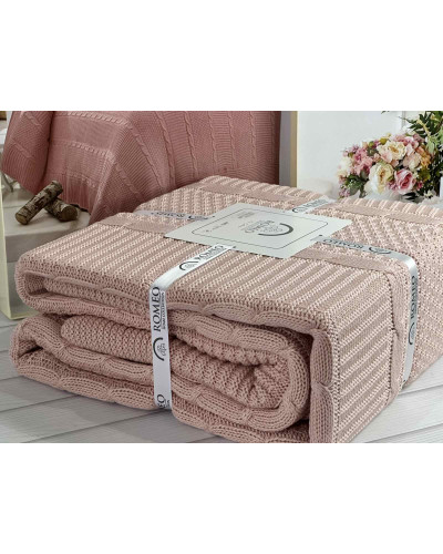 Erguvan persik в'язаний акріловий плед. Romeo Home Туреччина.
