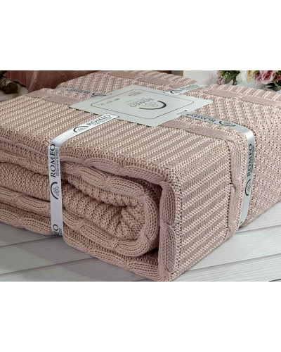 Erguvan persik в'язаний акріловий плед. Romeo Home Туреччина.