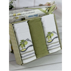Suvari olive 001 3в1 см., набір рушників (махра / вафелька).