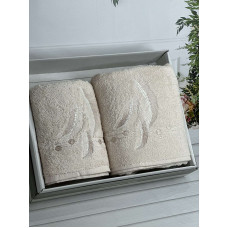 Piante pero bej 3D 2в1 бавовняні рушники.Туреччина.