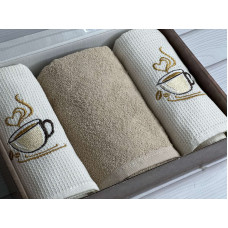 Suvari kofe 002 3в1 см., набір рушників (махра / вафелька).