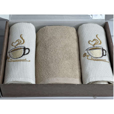 Suvari kofe 002 3в1 см., набір рушників (махра / вафелька).