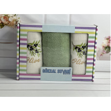 Suvari olive 002 3в1 см., набір рушників (махра / вафелька).