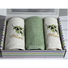 Suvari olive 002 3в1 см., набір рушників (махра / вафелька).