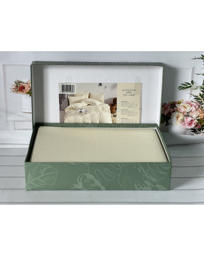 Krem сатинова постільна білизна євро розміру. Word of dream.