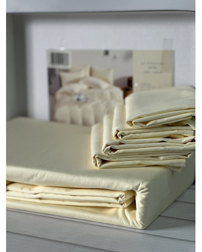 Krem сатинова постільна білизна євро розміру. Word of dream.