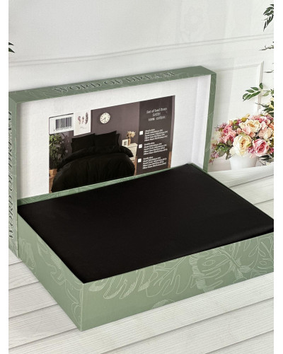 Siyah сатинова постільна білизна євро розміру. Word of dream.