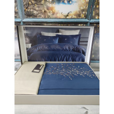 Asrin lacivert сатинова постіль з вишивкою.  розмір.