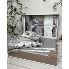 Olivia grey Сатиново постільна білизна. Євро розмір. Туреччина Belizza