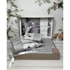 Olivia grey Сатиново постільна білизна. Євро розмір. Туреччина Belizza