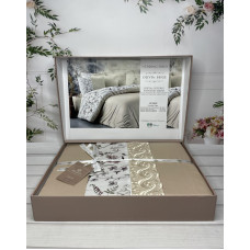 Olivia beige Сатиново постільна білизна. Євро розмір. Туреччина Belizza