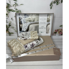 Olivia beige Сатиново постільна білизна. Євро розмір. Туреччина Belizza