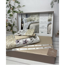 Olivia beige Сатиново постільна білизна. Євро розмір. Туреччина Belizza