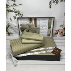 Line olive Сатиново постільна білизна. Євро розмір. Туреччина Belizza