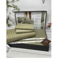 Line olive Сатиново постільна білизна. Євро розмір. Туреччина Belizza