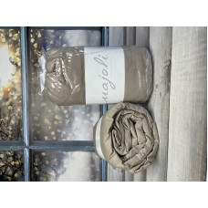 Bej 180x200 см., бавовняне простирадло на резинці з наволочками. Majoli Туреччина.