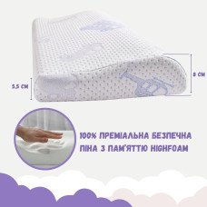 Подушка дитяча з наволочкою ортопедична 47х30/8/5 см PAPAELLA MEMORY FOAM з ефектом пам'яті