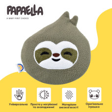 Подушка грілка іграшка для дітей PAPAELLA від коліків та газиків з насінням льону 18х18 см лінивець зі льном льон