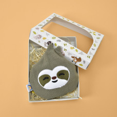 Подушка грілка іграшка для дітей PAPAELLA від коліків та газиків з насінням льону 18х18 см лінивець зі льном льон