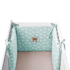 Бортик захисний в дитяче ліжечко 198х42 см PAPAELLA см м'ята антиалергенний бавовна