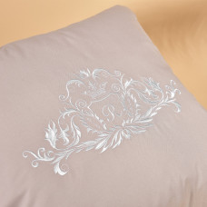 Подушка декоративна 45х45 см ROYAL IDEIA з вишивкою св сіра антиалергенна з кантом