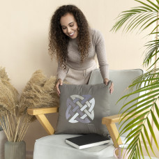 Подушка декоративна 50х50 см Fusion IDEIA антиалергенна сіра з вишивкою