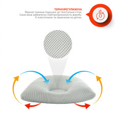 Подушка дитяча з наволочкою 25х26х8/2 см PAPAELLA ортопедична штучний пух сіра дихаюча