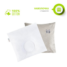 Подушка дитяча з наволочкою 25х26х8/2 см PAPAELLA ортопедична штучний пух сіра дихаюча