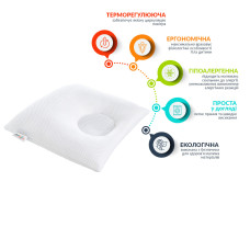 Подушка дитяча з наволочкою 25х26х8/2 см PAPAELLA ортопедична штучний пух біла дихаюча