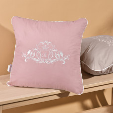 Подушка декоративна 45х45 см ROYAL IDEIA з вишивкою пудра антиалергенна з кантом