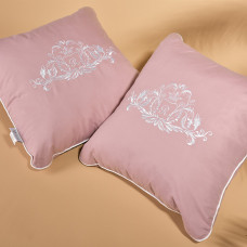 Подушка декоративна 45х45 см ROYAL IDEIA з вишивкою пудра антиалергенна з кантом