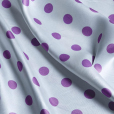 Тканина атлас, шовк стрейч горошок блакитний