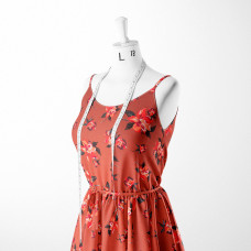 Тканина плательна штапель з малюнком лілейник теракот