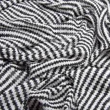Тканина шифон принт зігзаг діагональ чорний