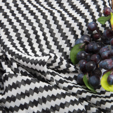 Тканина шифон принт зігзаг діагональ чорний