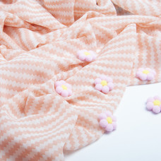 Тканина шифон принт зігзаг діагональ персик