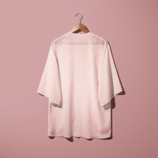 Тканина шифон принт зігзаг діагональ персик