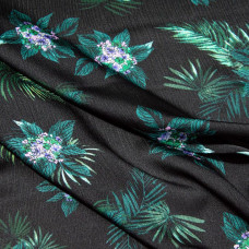 Тканина атлас креш Тропікана чорний