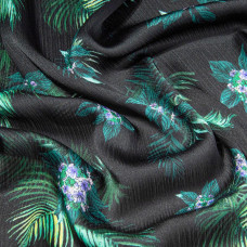 Тканина атлас креш Тропікана чорний