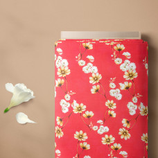 Тканина батист Digital принт космея червоний