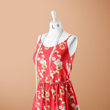 Тканина батист Digital принт космея червоний