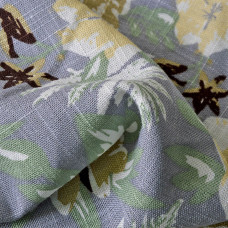 Тканина льон принт Забава V-5/1 привіт сірий