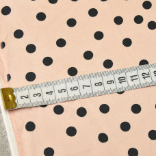 Тканина атлас Горошок чорний/пудра, Горох
